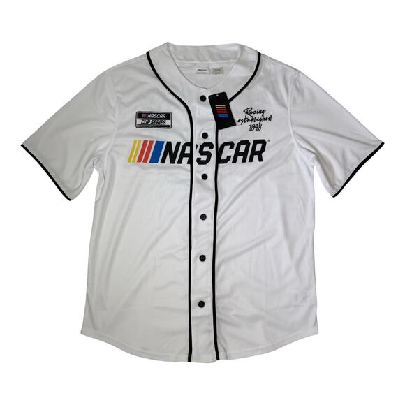 NASCAR Jersey Shirt Men’s Medium White Button Front Racing Cup Series 1948 NWT - Picture 1 of 8